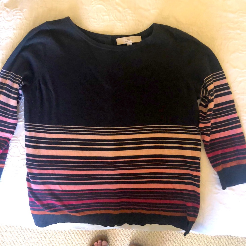 LOFT striped sweater w/ back buttons